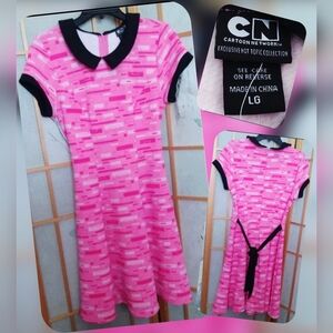 Cartoon Network Powerpuff Girls Blossom Pink Dress with Black Accents Size LG